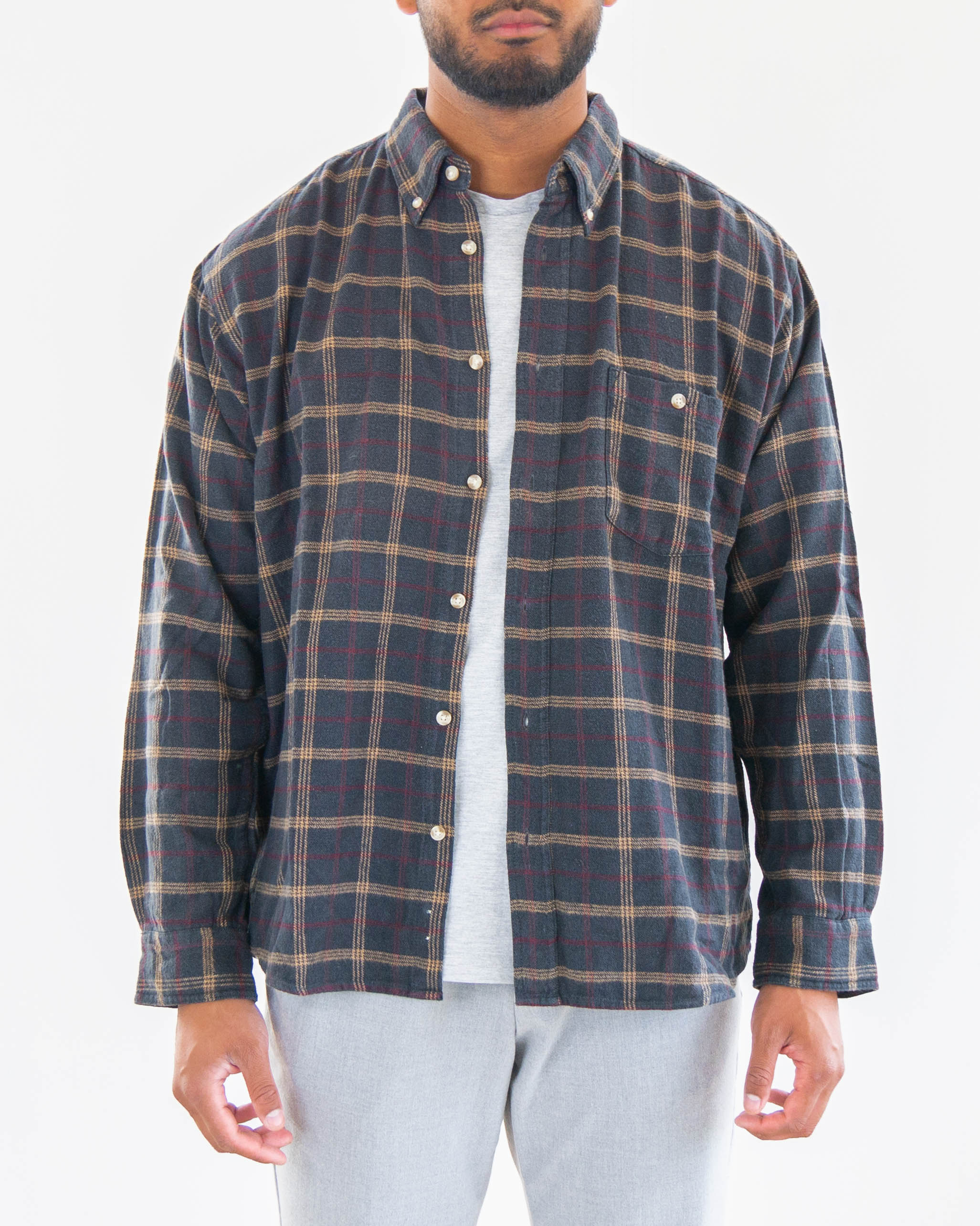 Chemise Vintage à carreaux bruns XL