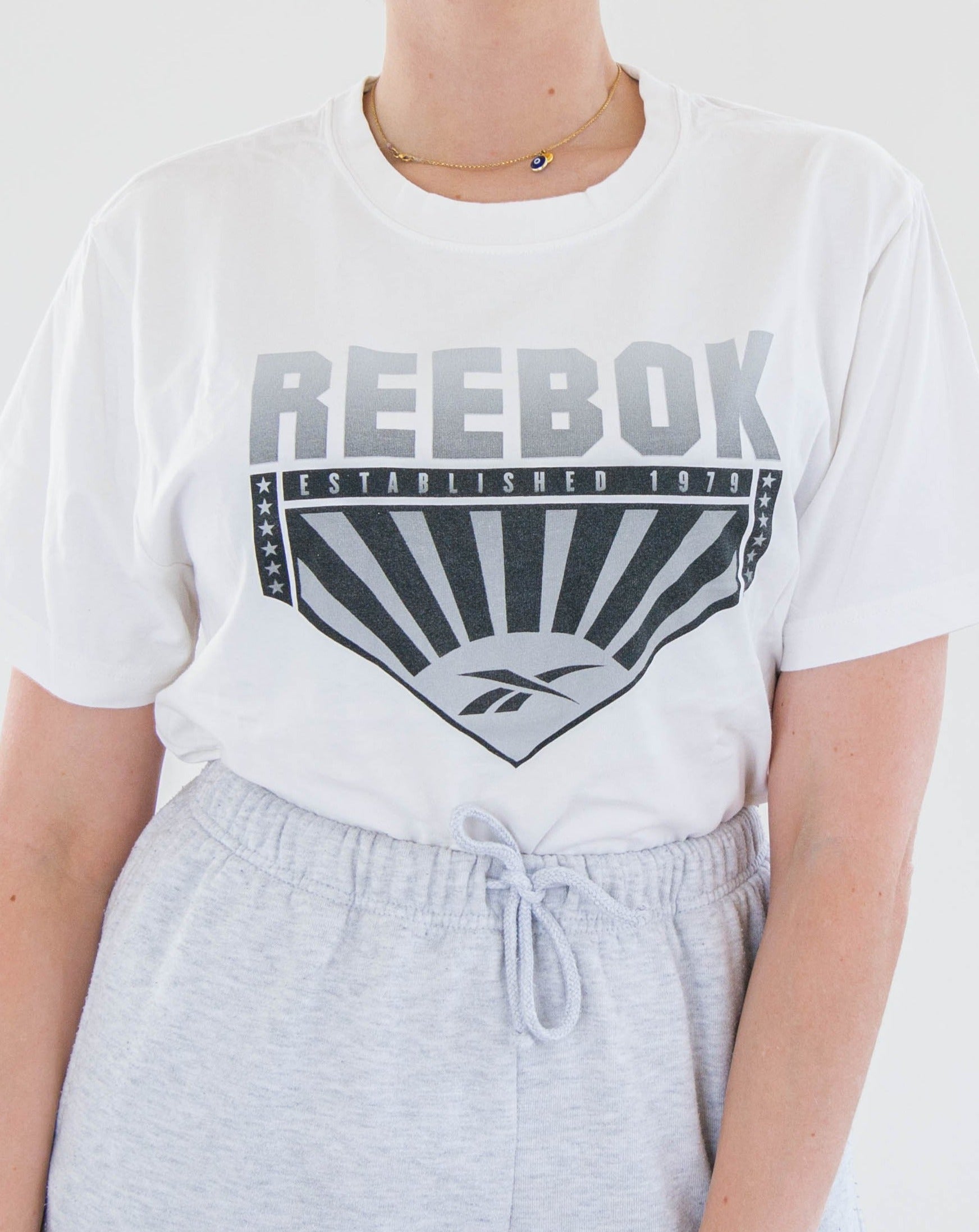 White Reebok L T-Shirt
