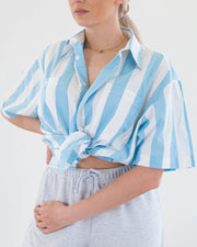 Vintage 80/90er Jahre weißes und himmelblaues Hemd XL 
