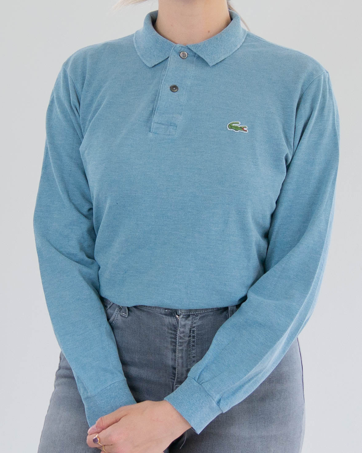 Blue Lacoste S Long Sleeve Polo