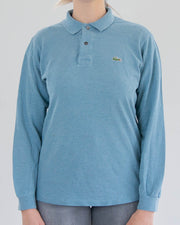 Blaues Lacoste S Langarm-Poloshirt