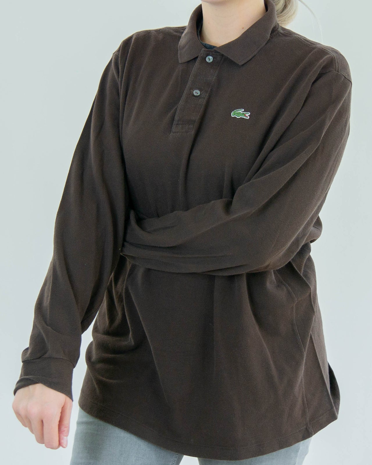 Brown Lacoste L Long Sleeve Polo