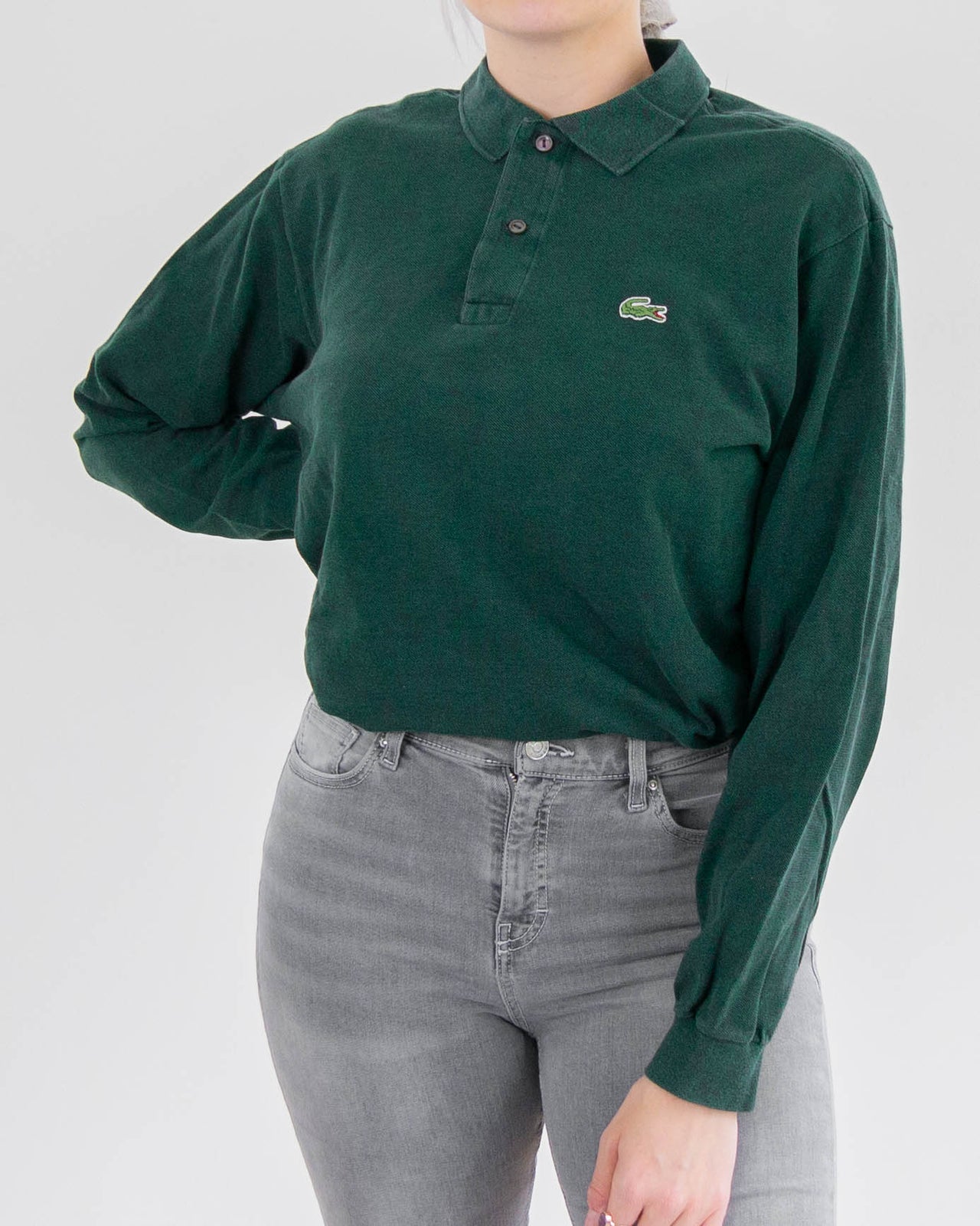 Green Lacoste L Long Sleeve Polo Shirt