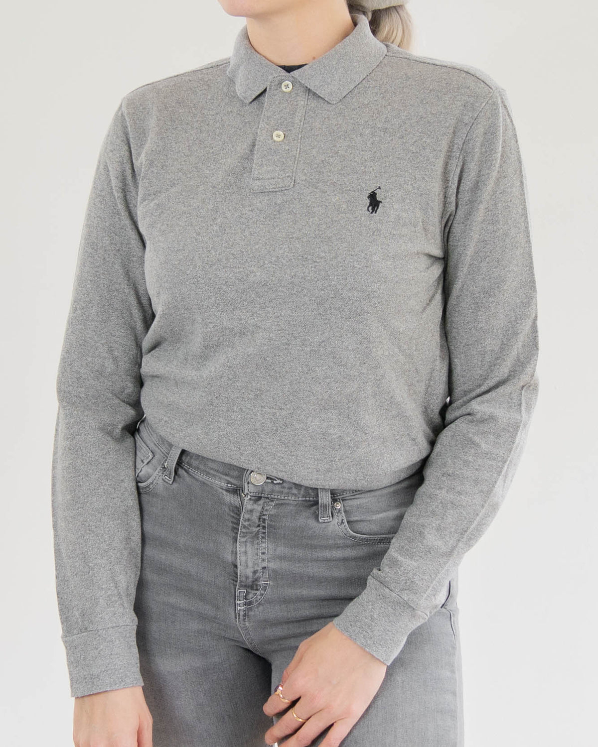 Polo à manches longues gris Ralph Lauren M/S