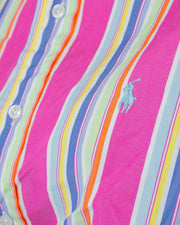 Ralph Lauren L striped fuschia pink shirt