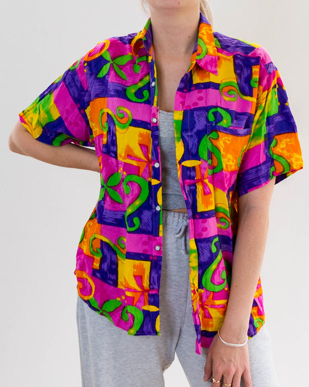 Mehrfarbig gemustertes Vintage-Hemd aus den 80er/90er Jahren 