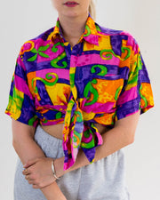 Mehrfarbig gemustertes Vintage-Hemd aus den 80er/90er Jahren 