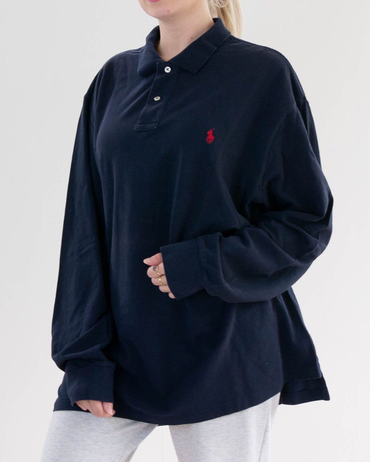 Polo à manches longues bleu foncé Ralph Lauren XXL