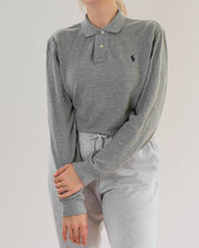 Long sleeve polo shirt light gray Ralph Lauren S