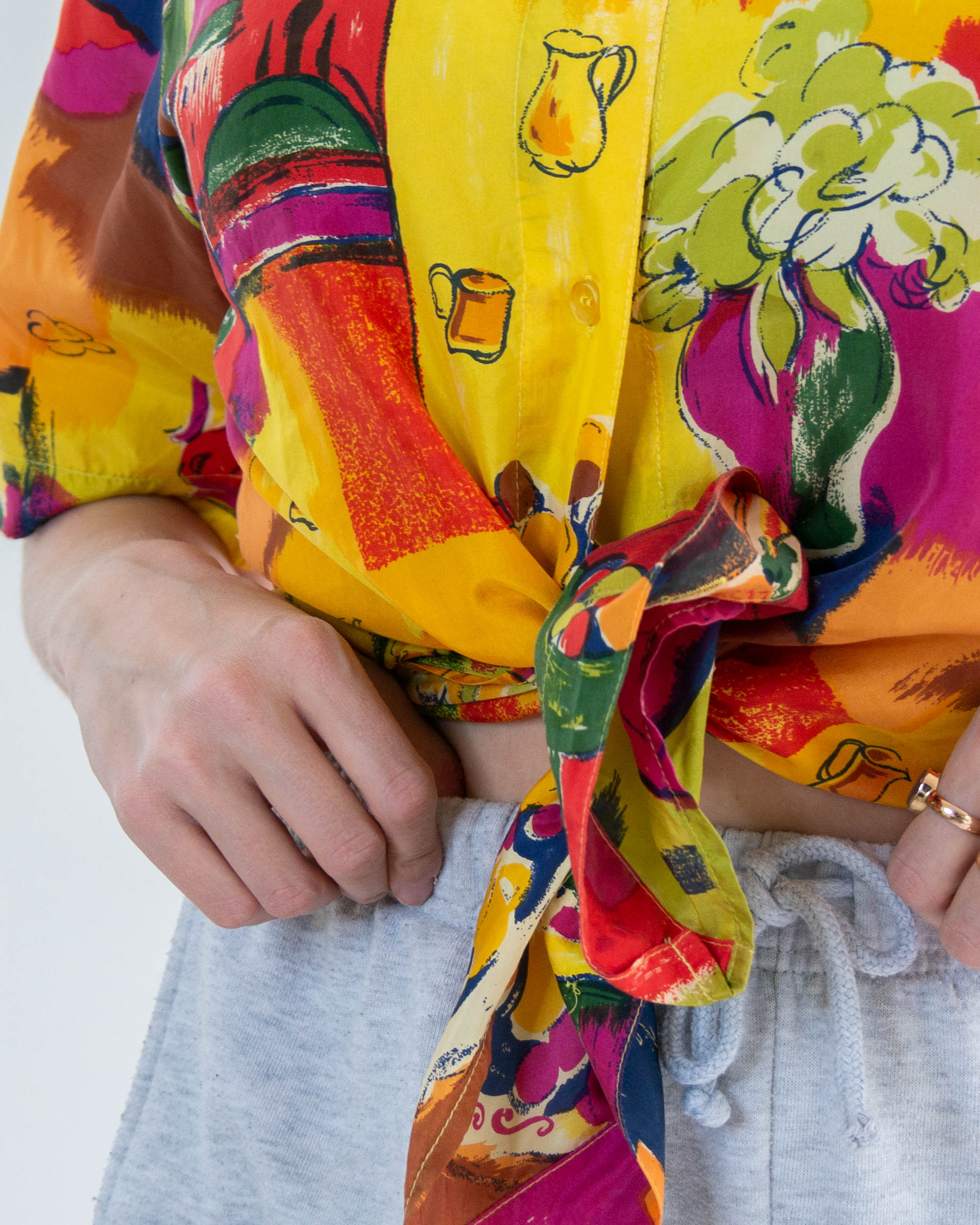 Chemisier en soie coloré à motifs multicolores M