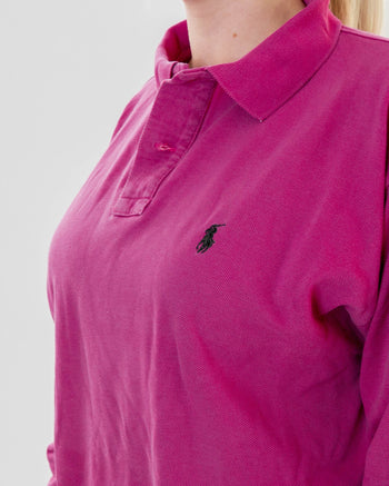 Long sleeve polo shirt fuschia pink Ralph Lauren M