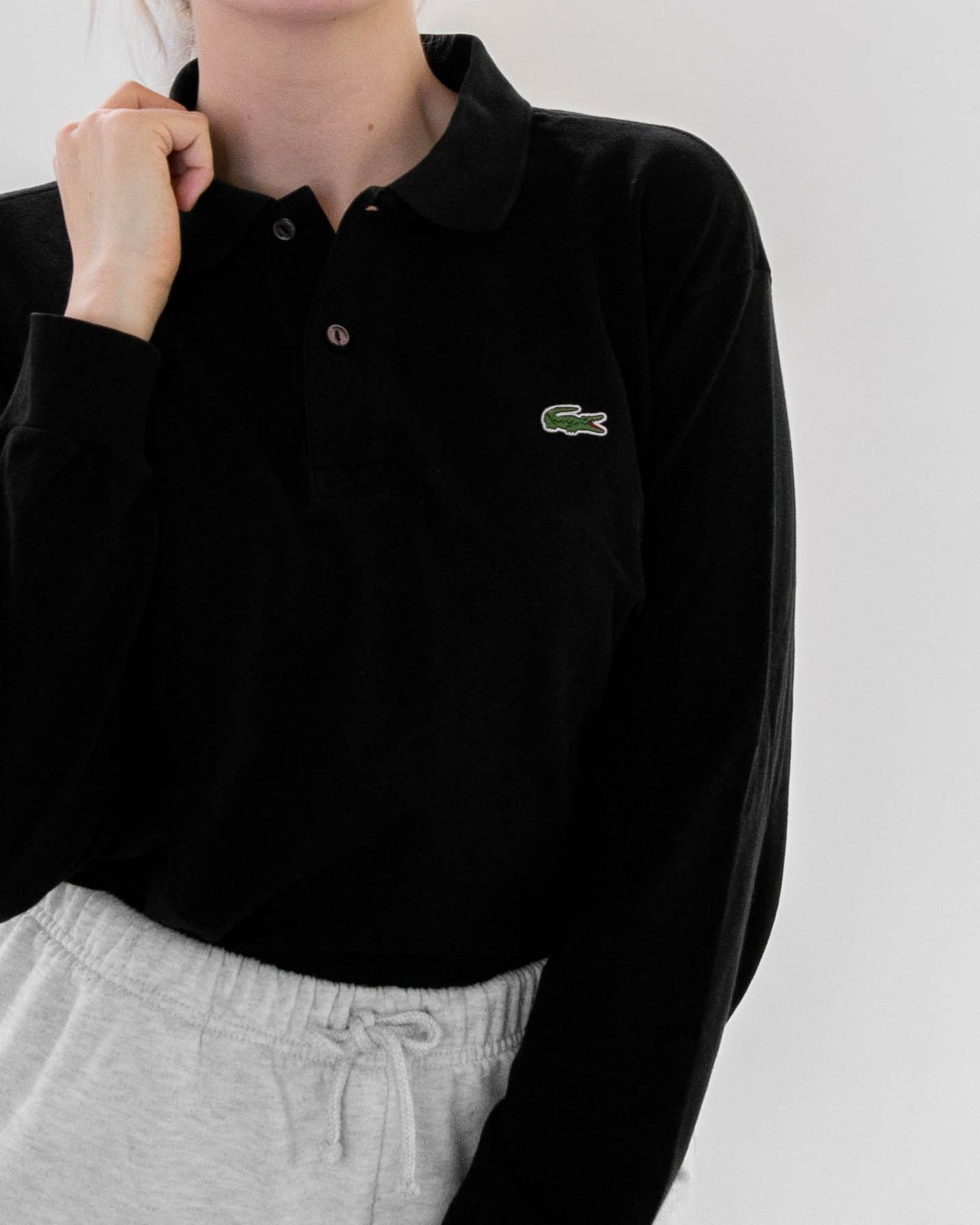 Black Lacoste M Long Sleeve Polo