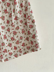 White shorts with vintage pink flowers 164 / 12-14 years