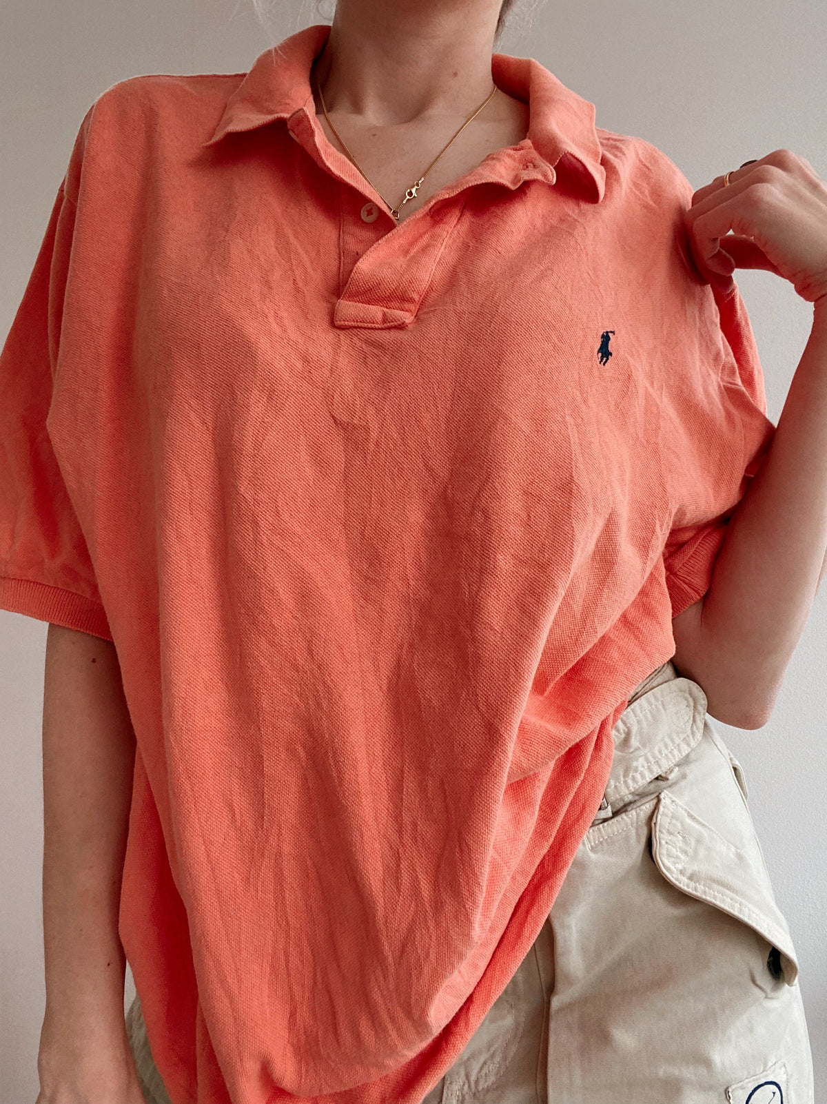 Polo à manches courtes orange saumon Ralph Lauren L