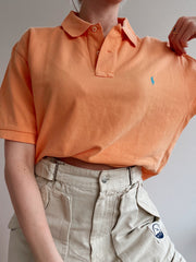 Polo à manches courtes orange clair logo bleu Ralph Lauren L