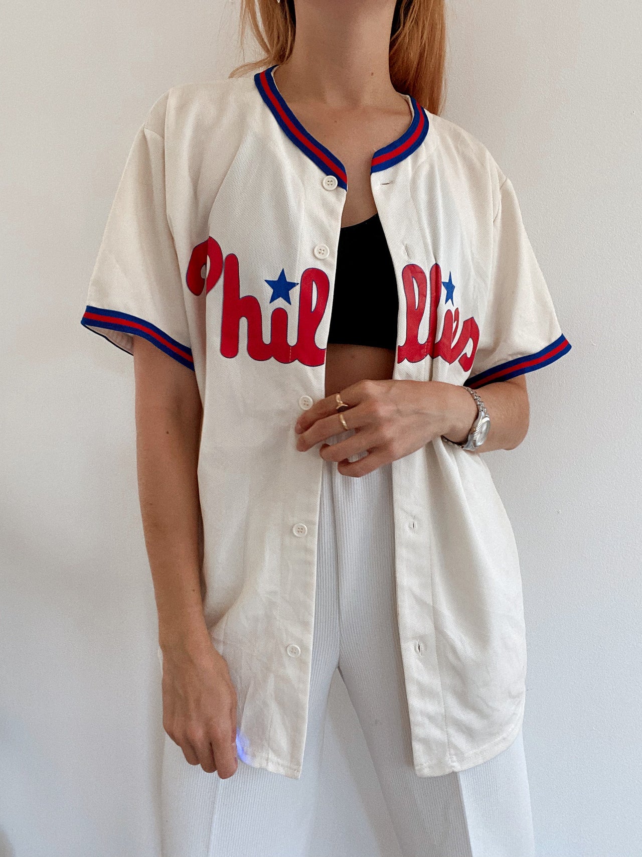 Maillot de baseball blanc cassé Phillies L