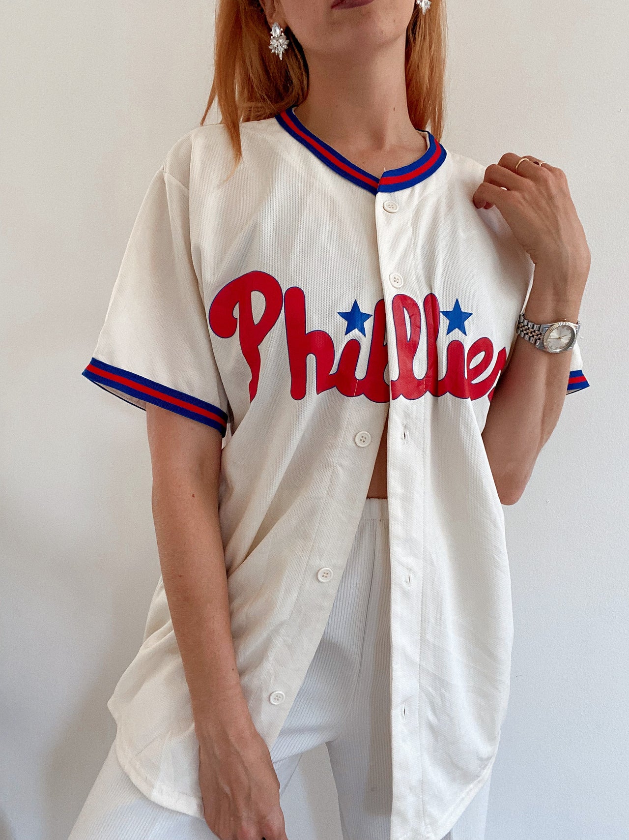 Maillot de baseball blanc cassé Phillies L