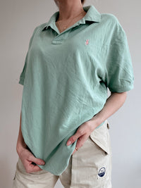 Polo à manches courtes vert clair logo rose Ralph Lauren XL