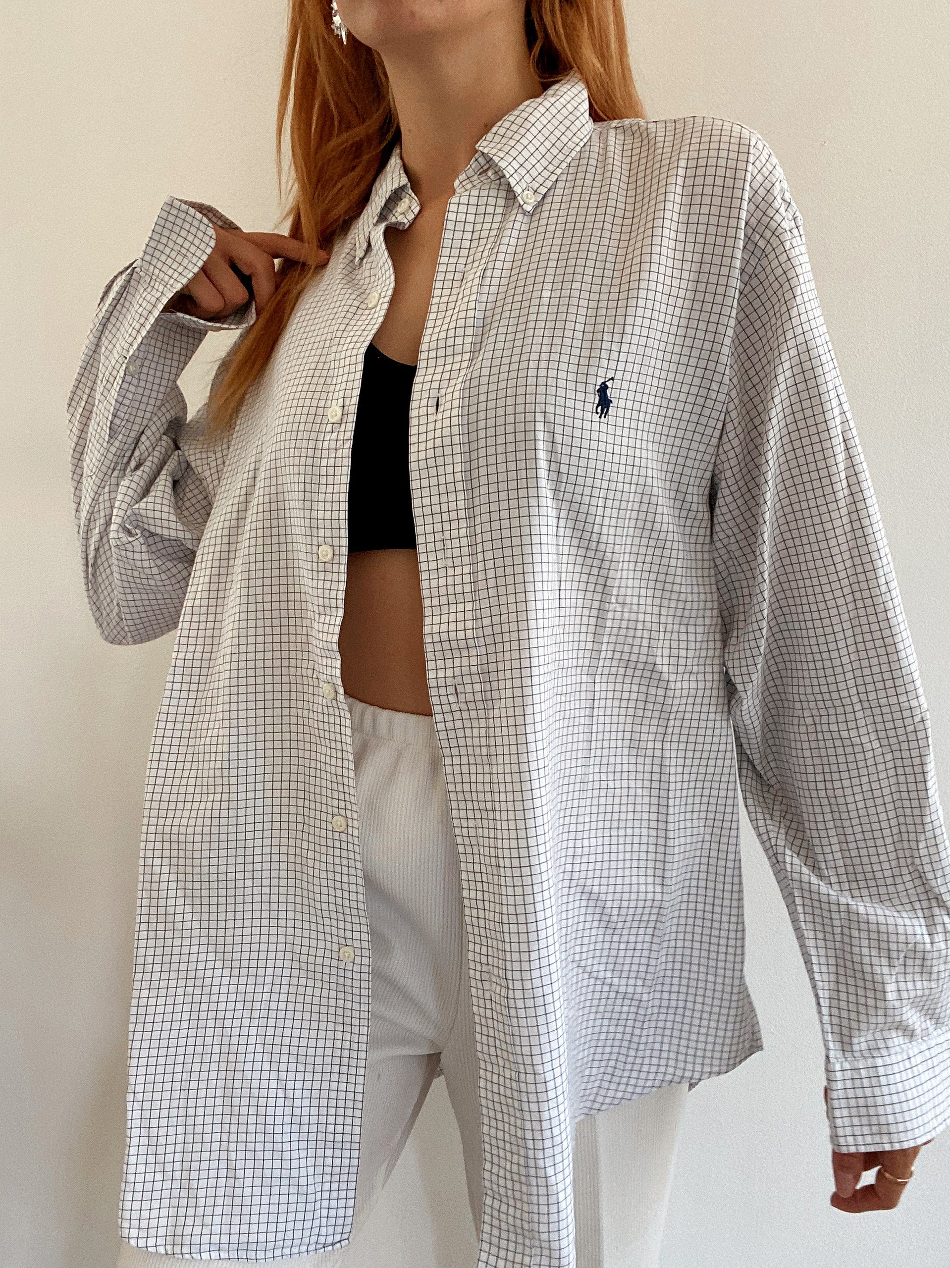 Chemise vintage Ralph Lauren blanche à carreaux