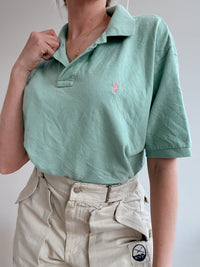 Polo à manches courtes vert clair logo rose Ralph Lauren XL