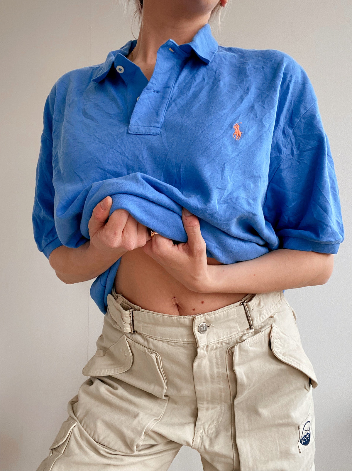 Polo à manches courtes bleu logo orange Ralph Lauren XL