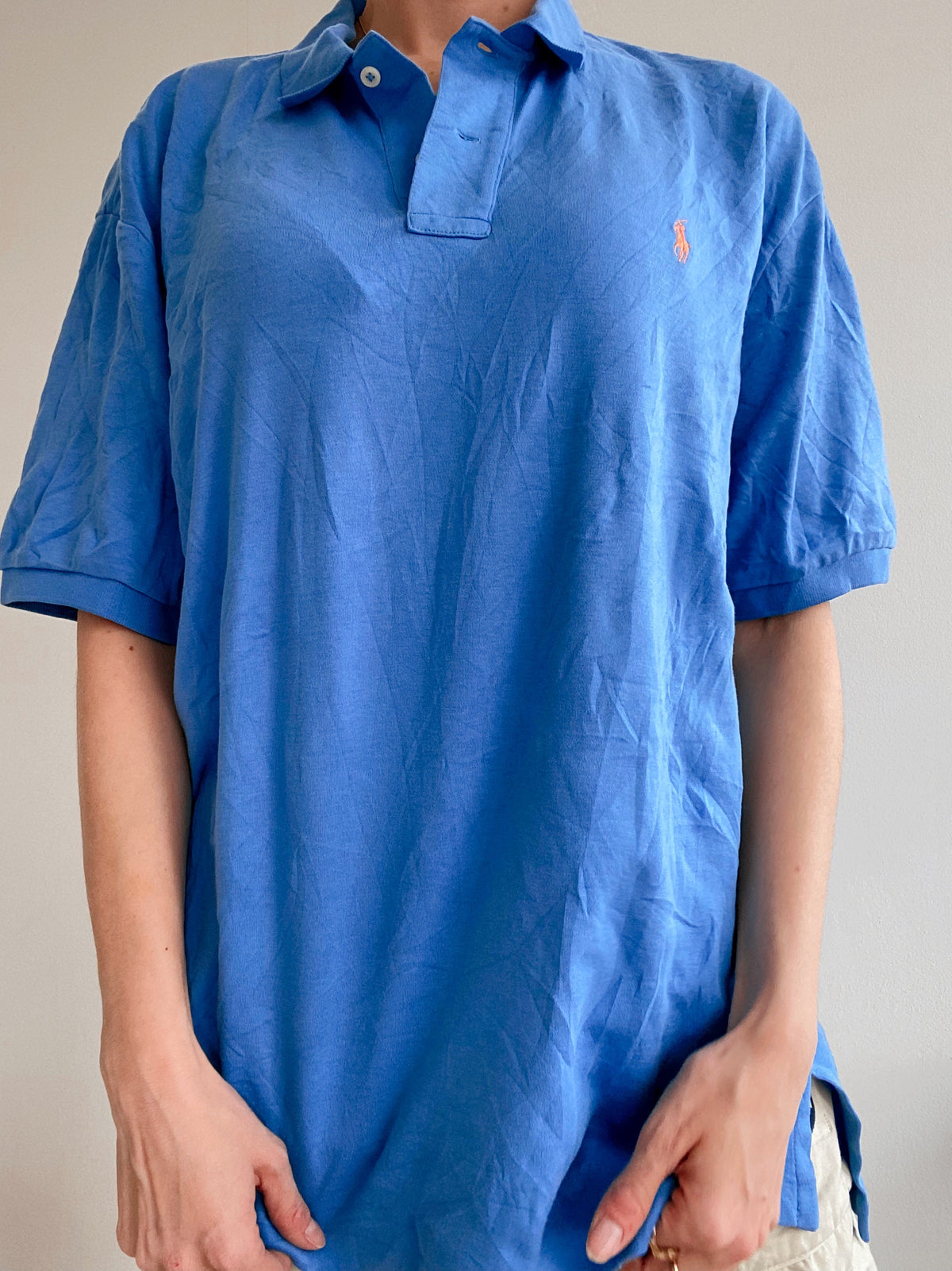 Polo à manches courtes bleu logo orange Ralph Lauren XL