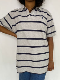 Polo gris rayé bleu marine Ralph Lauren L