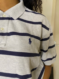 Polo gris rayé bleu marine Ralph Lauren L