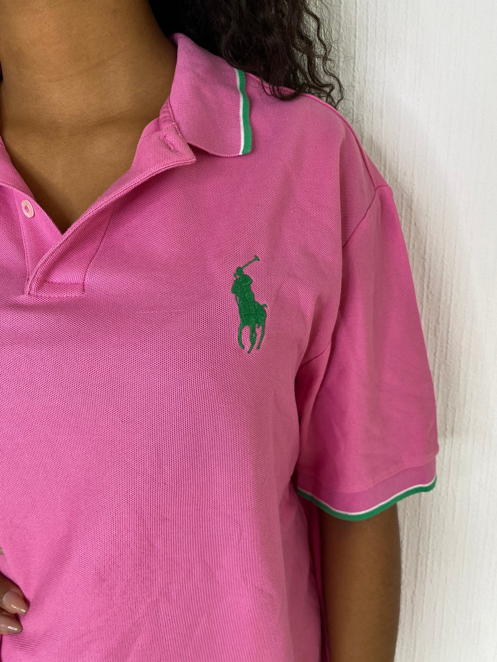 Polo à manches courtes rose et vert Ralph Lauren L