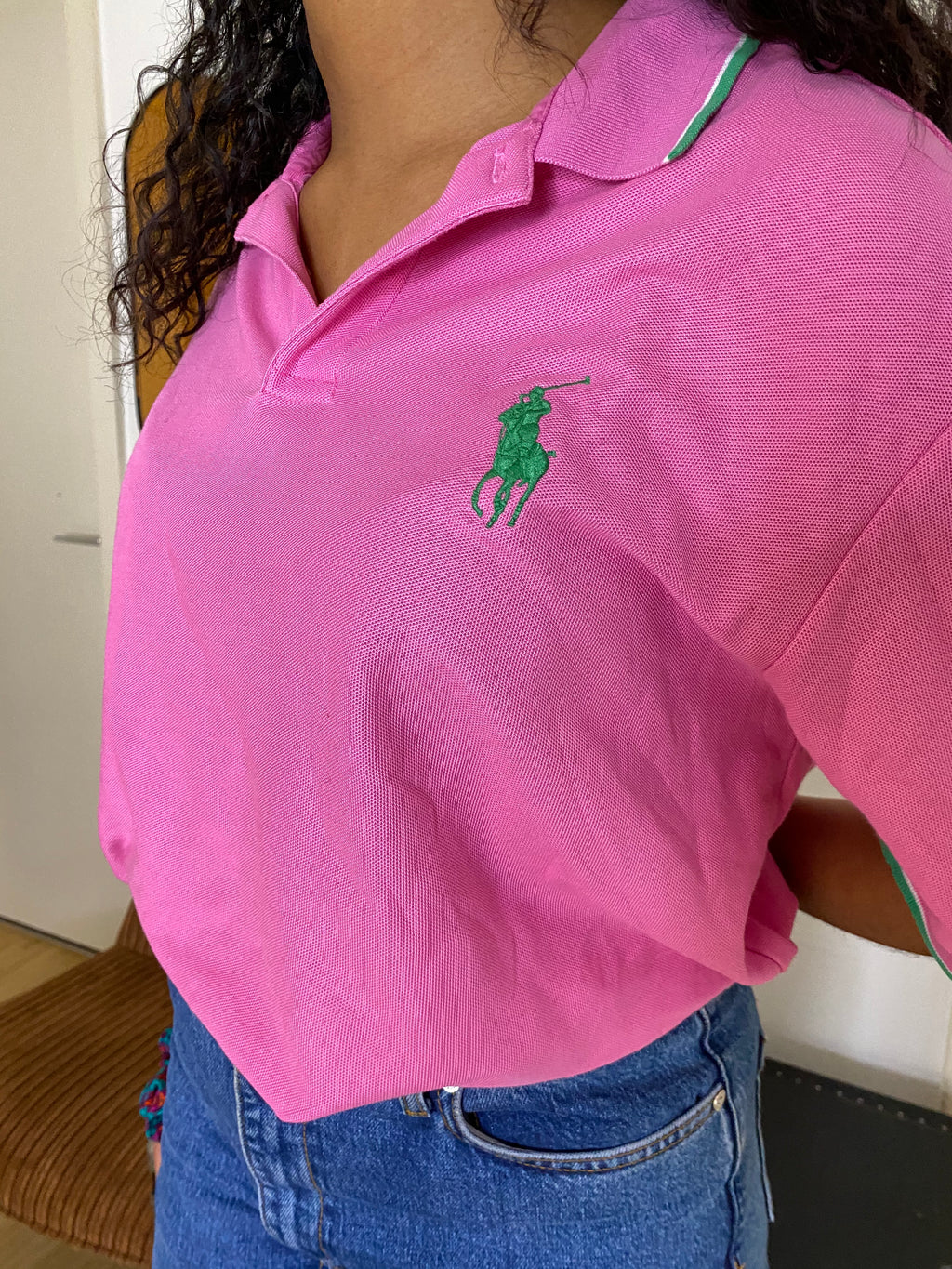 Polo à manches courtes rose et vert Ralph Lauren L