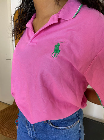 Pink & Green Short Sleeve Polo Ralph Lauren L