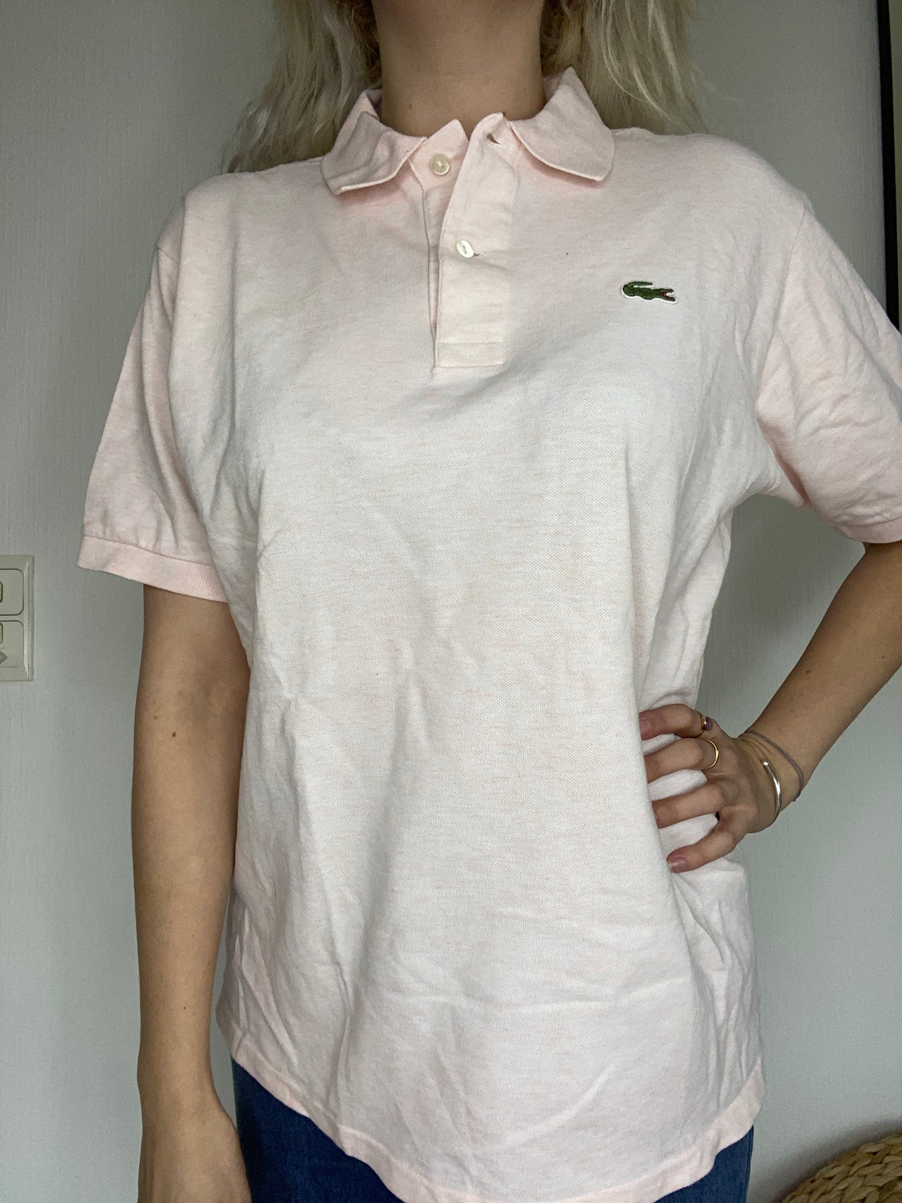 Light pink Lacoste XL short sleeve polo shirt