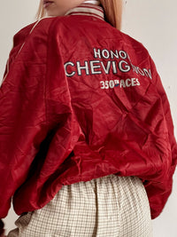 Amerikanische Vintage Bomberjacke glänzend rot L 