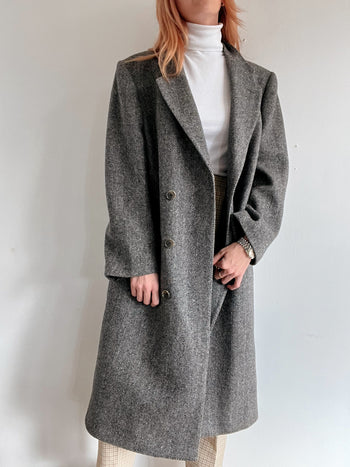 Manteau en laine vintage gris clair L/XL