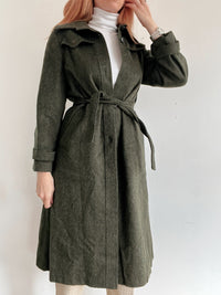 Vintage Khaki Wollmantel S