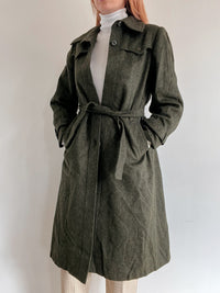 Vintage Khaki Wollmantel S