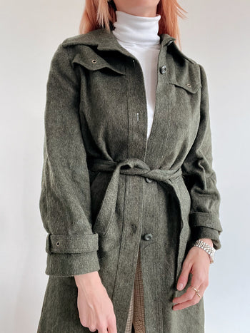 Manteau en laine vintage khaki S