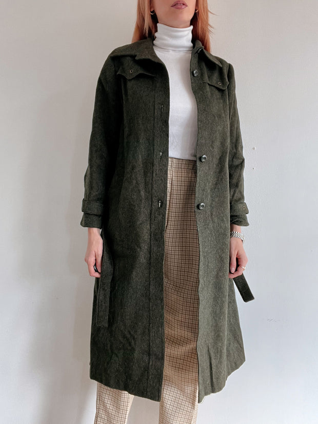 Manteau en laine vintage khaki S