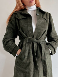 Vintage Khaki Wollmantel S