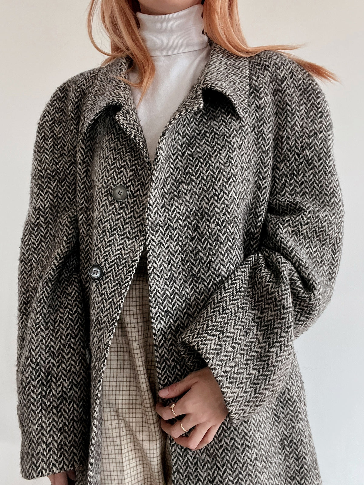 Long Manteau en laine vintage gris clair L/XL