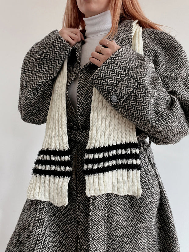 Long Manteau en laine vintage gris clair L/XL