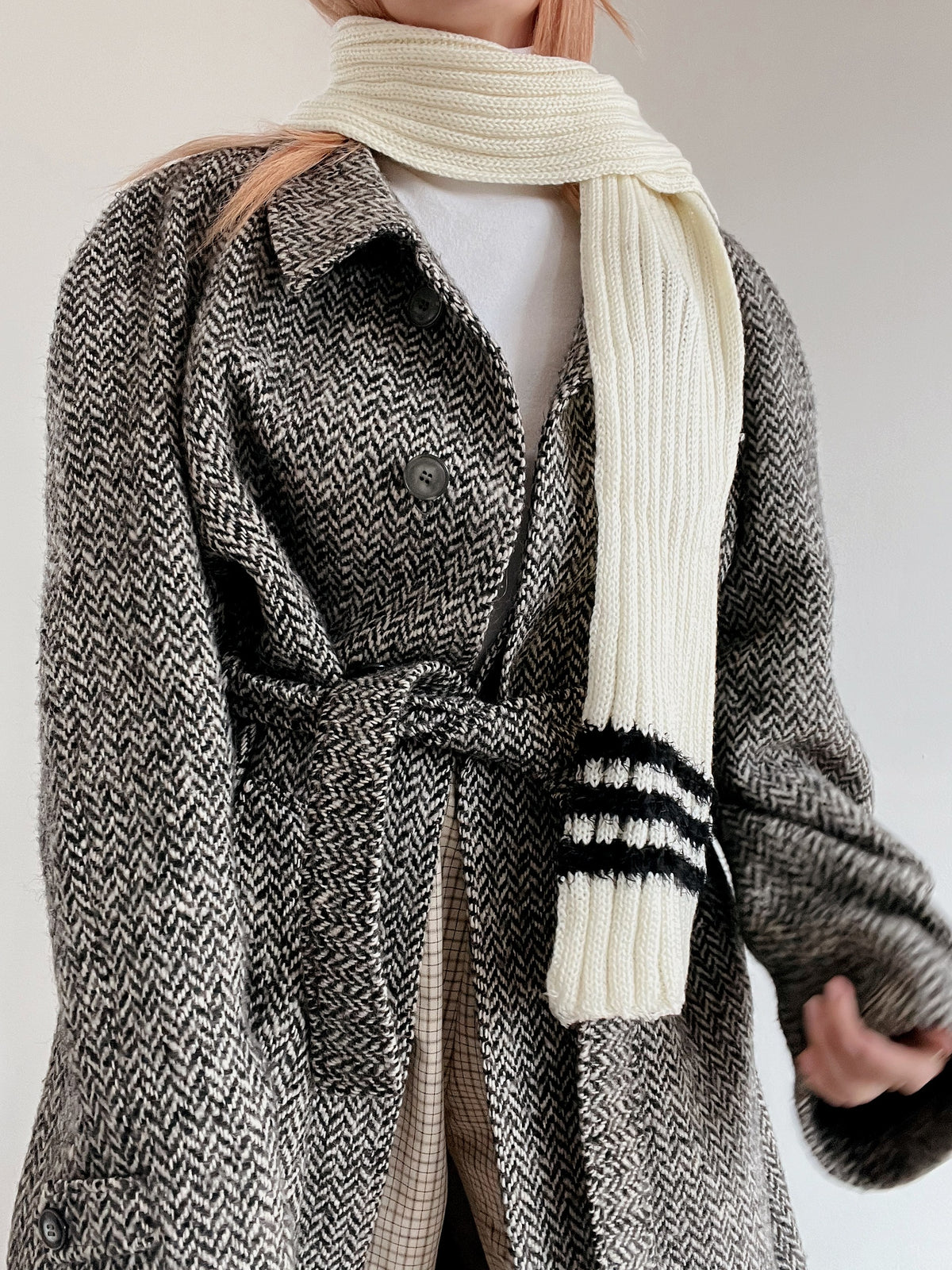 Long Manteau en laine vintage gris clair L/XL