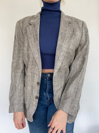 Gray checkered blazer jacket M/L