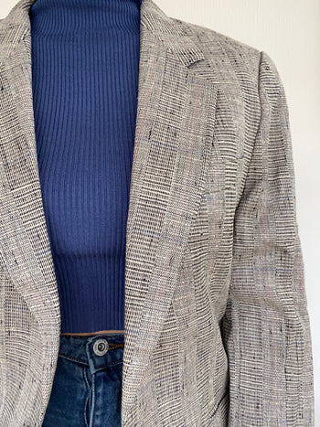 Gray checkered blazer jacket M/L