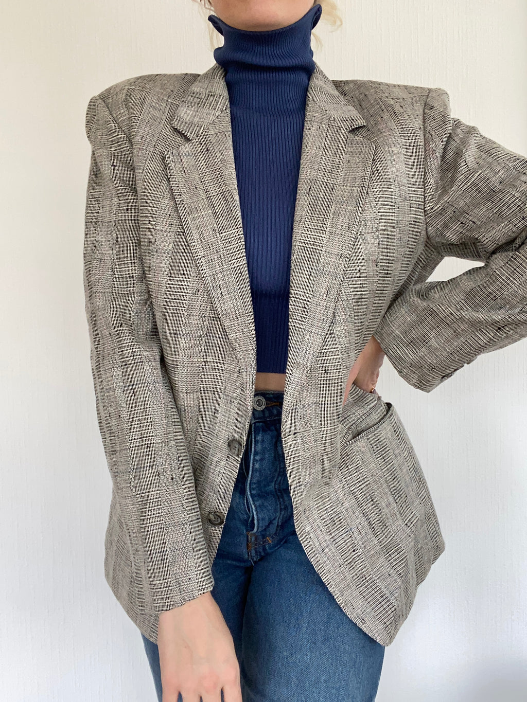Veste Blazer gris quadrillé M/L