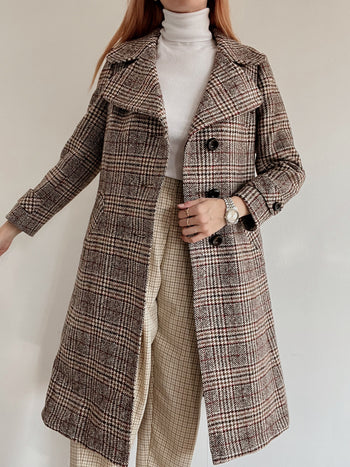 Manteau vintage en laine beige S/M