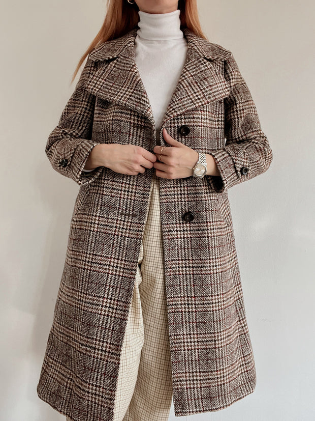 Manteau vintage en laine beige S/M