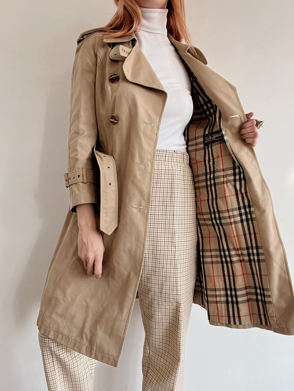 Beige/kamelfarbener Trenchcoat mit Gürtel XS/S 