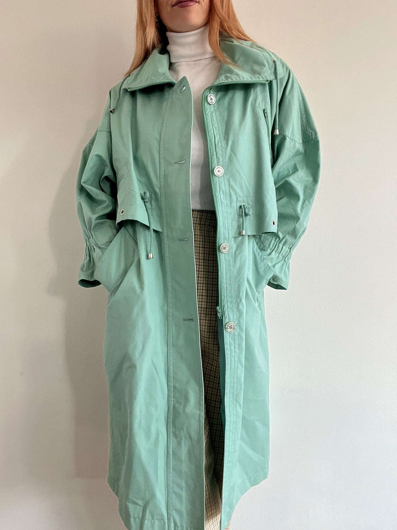 Trench coat vintage vert d'eau M/L