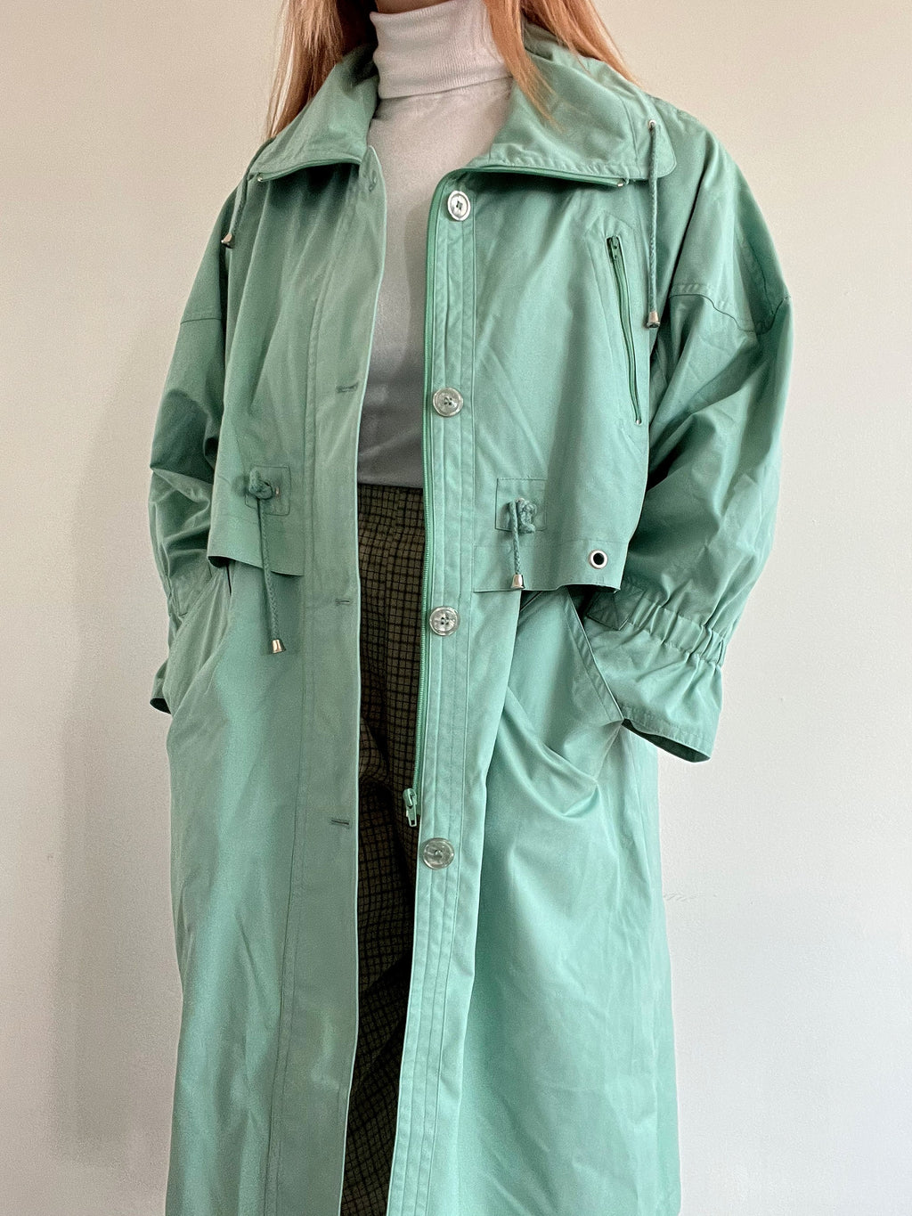 Trench coat vintage vert d'eau M/L